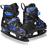 OBENSKY Adjustable Ice Skates for Kids, Toddler Ice Hockey Skates for Girls and Boys, Youth Ice Skating Shoes for Outdoor and Rink, 4 Sizes Adjustments, Gift for Christmas, Medium (1-4 US), Blue