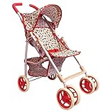 Baby Doll Stroller for Toddler Girls & Big Kids up to 8 Years Old | 28” Baby Stroller for Dolls, Toy Baby Stroller with Cute Coral Floral Print, Mesh Storage Basket, Canopy, Handle Grips, Rubber Tires