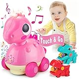 Dreampark Baby Toys 18 Months - Infant Toys 18 Months Baby Crawling Toys 2 Year Old Girl Gifts Touch & Go Musical Light Dinosaur Toy Baby Gifts for 18-24 Months Girls Boys Babies Toddlers Age 2