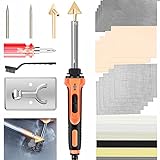 Aumotop Plastic Welder - 100W Plastic Welding Kit Soldering Iron Gun with 56pcs Rods, Professional Surface Repair Tool for Car Bumper with 4 Welding Tips, Patch Net,Hot Iron Stand,Wire Brush etc