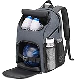 Bowling Backpack, Bowling Ball Bag for Single Ball with Shoe Compartment & Portective Foam Padded, Fits Bowling Shoes Up to US Mens Size 16 and Multi-Pockets for Accessories, Gifts for Bowling Lovers