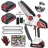 Mini Chainsaw Cordless Battery Powered - VANPORE Brushless 6 Inch Electric Handheld Chain Saws Auto-Oil System, Chainsaws For Tree Trimming And Branch Pruning Wood Cutter
