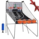 Outspurge Foldable Electronic Dual Basketball Arcade Game,Double Shot 2Player,8 Game Options w/4 Balls LED Scoring System & Indoor Basketball Game for Kids, Youth Adults