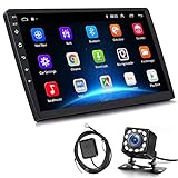 1G+32G Double Din Android 13 Car Stereo Hikity 9 Inch Ultra-Thin Touch Screen Radio with GPS Navigation Bluetooth FM Radio Receiver Support WiFi Mirror Link with Dual USB Input + Backup Camera