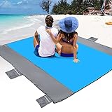 POPCHOSE Beach Blanket, Sandfree Beach Mat ‎83'×78' for 2 Adults, Easy to Clean, Lightweight & Compact, Large Sandproof Waterproof Beach Blanket with 6 Stakes for Beach Travel Camping Hiking Picnic