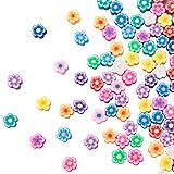 100 Pcs Flower Beads Colored Polymer Clay Beads for DIY Jewelry Bracelet Earring Necklace Craft Making Supplies