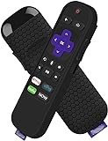 Silicone Cover for TCL Roku Streaming Stick/Stick+ Remote Controller, Non-Slip Shockproof Protective Case for Roku Voice Remote Skin, Anti-Lost Universal Replacement Sleeve (Black)
