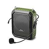Voice Amplifier for Teachers,SHIDU PA System Speaker 18W Portable Megaphone (Work of 12 hrs) with Wired Mic Headset,Waterproof Ipx 5&Built-in Rechargeable 4400mAh Battery.for Teaching, Meeting&Speech
