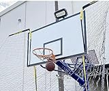 LZMZMQ Basket Ball Hoop Return Attachmen/Basketball Shot Returner Device with 4.8x4.8m Net & Tanks, for Children Adults Basketball Trainer Rebounder for Outdoor Indoor Hoops