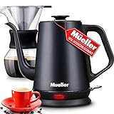 Mueller Electric Gooseneck Kettle with Pour Over Drip Coffee Maker Coffee Serving Set, Stainless Steel Coffee Servers Kettle & Tea Kettle, Matte