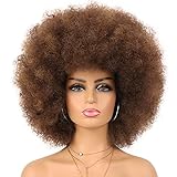 G&T Wig 70s Afro Puff Mixed Brown Wigs for Black Women Glueless Wear and Go Wig Natural Looking Fluffy and Large Bouncy Afro Wigs for Daily Party Use (30/33)
