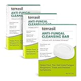 Antifungal Soap by Terrasil | Anti-Fungal Skin Soap Bar for Jock Itch, Athletes Foot, Ringworm, Tinea and Other Fungal Infections | All Natural Tea Tree Oil + Shea Butter | 3-Bar Soap Pack, 75g Each