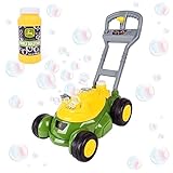 John Deere Bubble Lawn Mower with Bubble Solution, Outdoor Garden Toy, No Batteries Required, 2+