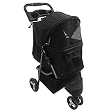 Dog Stroller Pet Travel Carriage 3 Wheeler w/Foldable Carrier Cart W/Cup Holder