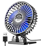 Desk Fan, USB Fan for Desk, Mini Desk Fan, 3 Speed Rotation Strong Wind, Protable Small Desktop Cooling Fan, Quite Mini Personal Fan for Home Office Table Bedroom Travel Curise(Black Blue)