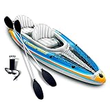 Sunlite Sports 2-Person Inflatable Kayak with Aluminum Oars (136' x 33'), High Output Air Pump and Storage Bag, Double Tandem Kayak for Adults, Two Person Canoe and Kayack