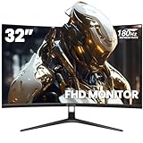 CRUA 32' 144Hz/180Hz Curved Gaming Monitor,1800R Display,1ms(GTG) Response Time, Full HD 1080P for Computer Monitors, Laptop, Auto Support Freesync and Low Motion Blur, DP, HDMI Port-Black