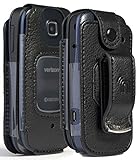 Nakedcellphone Fitted Series Compatible with Verizon Kyocera Cadence 4G LTE S2720 Phone Case, [Black Vegan Leather] Form-Fit Cover with [Built-in Screen Protection] and [Metal Belt Clip]