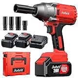 Avhrit 700Ft-lbs(950Nm) Impact Wrench 1/2 Cordless w/2x 4.0 Battery, Brushless 1/2 Impact Gun High Torque, Power Electric Impact Wrench for Car Truck, Fast Charger, 4 Sockets