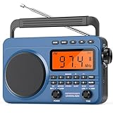 Digital AM FM Shortwave Radio with Best Reception,4000mAh Rechargeable Portable Radio with NOAA Weather Alert, Big Speaker, Digital Tuner and Stereo Earphone,Support Micro SD Card and USB MP3 Player