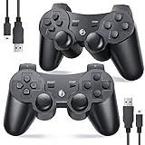 SUNOVO Controller for PS3 Controller Wireless for Playstation 3 Controller Wireless for PS3 Wireless Controller for PS3 Remote with DoubleShock 3 & Motion Sensor, Black + Black