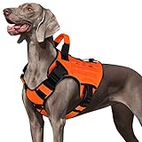 WINGOIN Orange Tactical Dog Harness Vest for Large Dogs No Pull Adjustable Reflective K9 Military Dog Service Dog Harnesses with Handle for Walking, Hiking, Training(L)