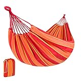 Best Choice Products 2-Person Indoor Outdoor Brazilian-Style Cotton Double Hammock Bed w/Portable Carrying Bag - Orange