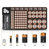 PENBOR Battery Organizer Storage Case with No Lid Snap, Portable Tester, Just The Right Size Slot Wall-Mounted Design,Holds 110 Batteries Various Sizes for AAA, AA, 9V, C, D and Butt