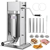 YITAMOTOR Sausage Stuffer, 5L 2 Speed Stainless Steel Vertical Sausage Machine, Churro Maker with Two Types of Stuffing Nozzles Commercial & Home Use