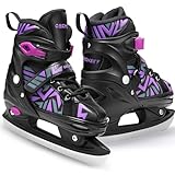 OBENSKY Adjustable Ice Skates for Kids, Toddler Ice Hockey Skates for Girls and Boys, Youth Ice Skating Shoes for Outdoor and Rink, 4 Sizes Adjustments, Gift for Christmas, Large (4-7 US), Purple