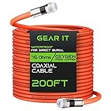 GearIT Coaxial Cable for Direct Burial (200ft) RG6 70 Ohm RF Rubber Boot Waterproof Underground in-Wall with Rubber Boot, High-Speed Internet, Broadband, Digital TV Aerial, Satellite Cable 200 Feet