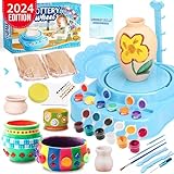 Insnug Mini Kids Pottery Wheel: Complete Painting Kit for Beginners with Modeling Clay and Sculpting Tools, Arts & Crafts Small Banding Wheel for Pottery, Tiny Pottery Wheel for Kids Age 8-12, 10-13