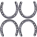 GGTYHAO 4PCS Cast Iron Horseshoe，for Good Lucky, Durable Cast Iron Medium Horseshoe 5 Holes On Each Side for Wall Hung