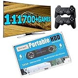 Kinhank 500G HDD External Hard Drive with 111700+ Retro Games, Batocera 33 Gaming System,Game Consoles Compatible with Most Emulators,SATA 3.0,for Laptop/PC/Windows/Mac OS,2 Controllers