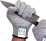 Dowellife Cut Resistant Gloves Food Grade Level 5 Protection, Safety Kitchen Cuts Gloves for Oyster Shucking, Fish Fillet Processing, Mandolin Slicing, Meat Cutting and Wood Carving. (X-Large)