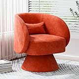 Nolohoo Swivel Barrel Chair, Upholstered Swivel Cuddle Accent Sofa Chairs for Living Room, Comfy 360 Degree Modern Round Swivel Armchair for Bedroom, Office, Hotel (Orange, Linen)