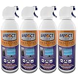 Impact Select Air Duster Compressed Canned Air Keyboard Computer Cleaner Dust Off 10oz Can with Straw (4 Pack)