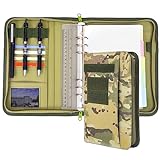 Army Military Padfolio Ring Binder with Zippered Portfolio Organizer and Tactical Notebook for A5 Folder, Small OCP Binder Planner for Men and Women - 6 Ring Binder Organizer Military Notebook(Camo)