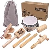 Ehome Toddler Musical Instruments, Natural Wood Instruments for Babies Percussion Instruments Toy Sets for Kids Preschool Educational Eco-Friendly Wooden Toys with Storage Bag for Boys and Girls