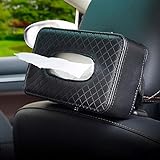 Car Tissue Holder - Mask Holder For Car - PU Leather Backseat Car Kleenex Holder,Wipes Dispenser For Car Visor,Car Tissue Holder Napkin Box ,Black