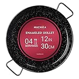 Machika Enamel Paella Pan | Paella Pan | Skillet for Paella and Rice Recipes | Perfect for Indoor & Outdoors | Easy Cleaning | Rust Proof Coating | 4 Servings | 12 inches |