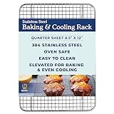 Ultra Cuisine Stainless Steel 8.5 x 12-inch Cooling and Baking Rack - Oven-Safe - Dishwasher-Safe - Heavy Duty - Wire Rack for Oven Cooking - Quarter Sheet Pan - Ideal as Roasting Rack - Cooking Rack