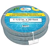 U.S. Pool Supply 1-1/2' x 30 Foot Professional Heavy Duty Spiral Wound Swimming Pool Vacuum Hose with Kink-Free Swivel Cuff, Flexible - Connect to Vacuum Heads, Skimmer, Filter Pump Inlet, Accessories