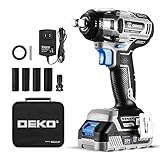 DEKOPRO Cordless Impact Wrench,20V Power Impact Wrenches, 1/2 Impact Wrench Chuck with 3200RPM, Variable Speed, Max Torque 258 ft-lbs (350N.m), 1x2.0A Li-ion Battery, 1 Hour Fast Charger and Tool Bag