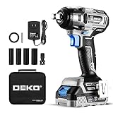 DEKOPRO Cordless Impact Wrench,20V Power Impact Wrenches, 1/2 Impact Wrench Chuck with 3200RPM, Variable Speed, Max Torque 258 ft-lbs (350N.m), 1x2.0A Li-ion Battery, 1 Hour Fast Charger and Tool Bag