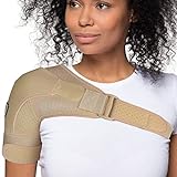 Shoulder Brace for Torn Rotator Cuff - 4 Sizes - Shoulder Pain Relief, Support and Compression - Sleeve Wrap for Shoulder Stability and Recovery - Fits Left and Right Arm, Men & Women (Nude, Small/Medium)