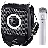 Voice Amplifier with 2 Wireless Microphones, 5.0 Bluetooth Wireless Microphone and Speaker Set with Shoulder Strap-Powerful 25W Rechargeable Portable Personal Pa System for Teachers Meeting