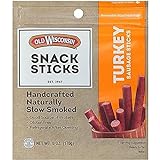 Old Wisconsin Turkey Sausage Snack Sticks, Naturally Smoked, Ready to Eat, High Protein, Low Carb, Keto, Gluten Free, 6 Ounce Resealable Package