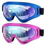 Dizywiee 2-Pack Kids Ski Goggles, Snowboard Goggles for Adult Youth Teens Boys & Girls, Winter Snow Sports Goggles