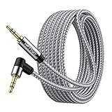 Hftywy 3.5mm Audio Cable 20 ft AUX Cord Male to Male AUX Headphone Cable aux Cable Stereo Aux Jack to Jack Cable 90 Degree Right Angle Auxiliary Cord